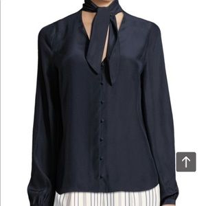FRAME silk tie neck blouse; size medium